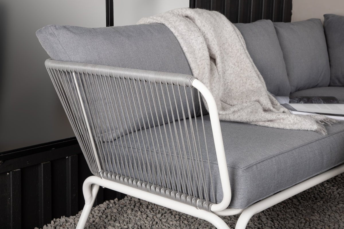 Luxusbetten24 Lexy Garten Loungeset aus Weißem Stahl Grau/Weiß