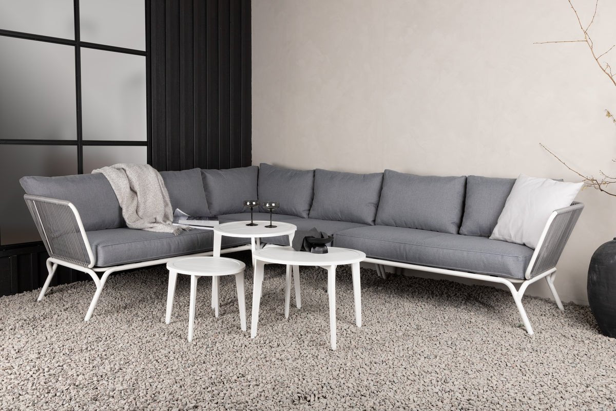 Luxusbetten24 Lexy Garten Loungeset aus Weißem Stahl Grau/Weiß