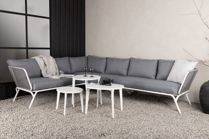Luxusbetten24 Lexy Garten Loungeset aus Weißem Stahl Grau/Weiß