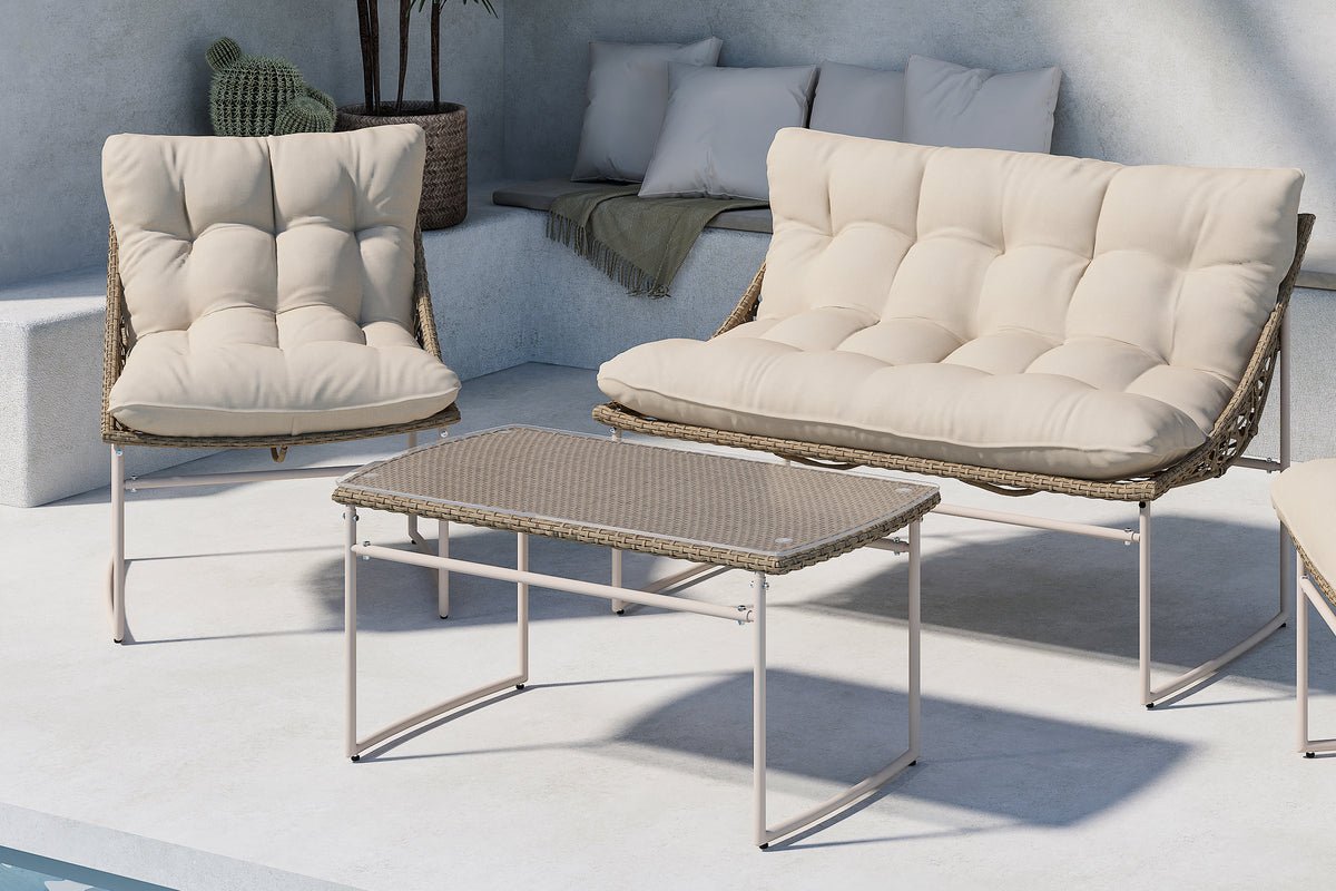 Luxusbetten24 Marvella Garten Outdoor‑Sofa‑Set 4‑teilig Beige