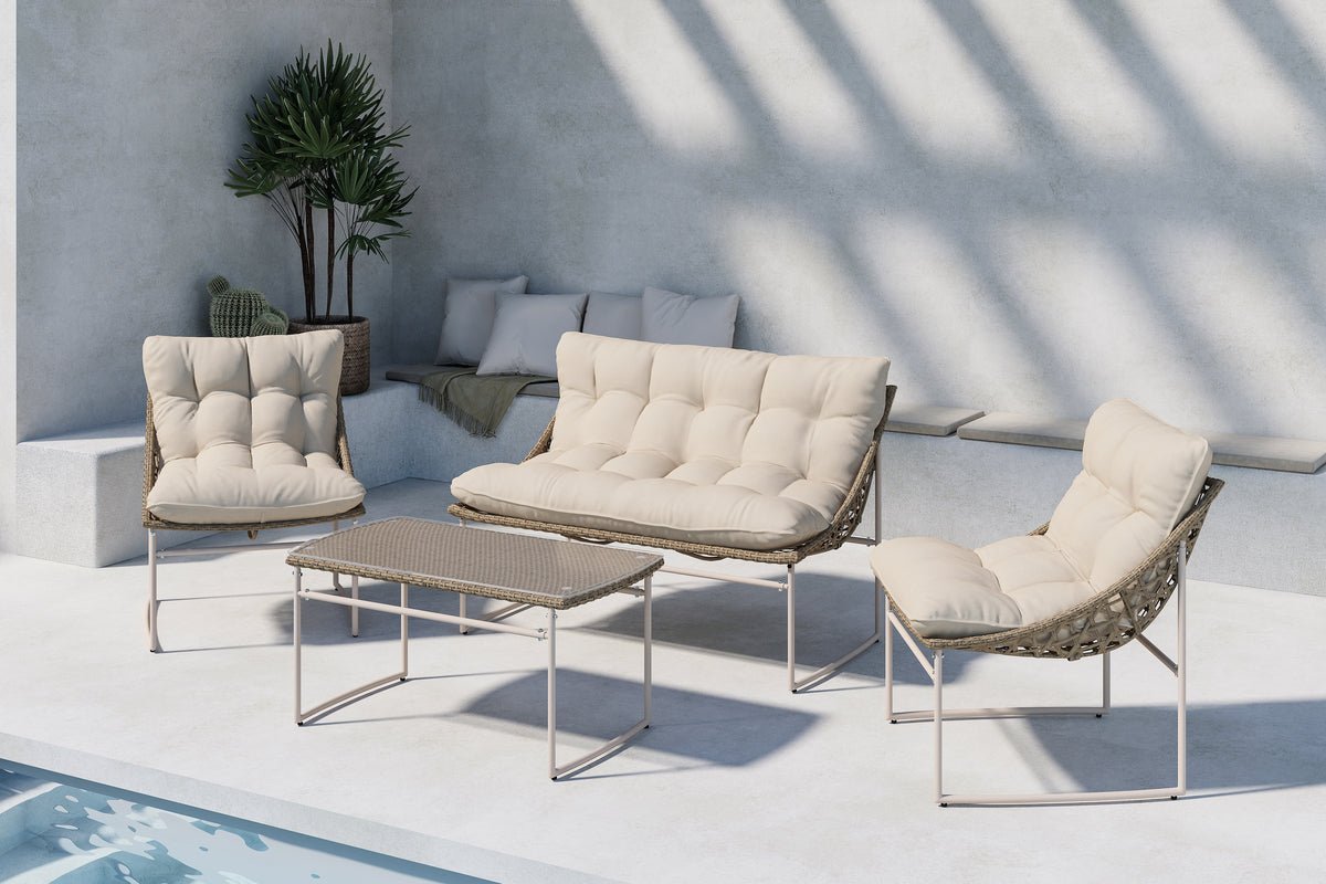 Luxusbetten24 Marvella Garten Outdoor‑Sofa‑Set 4‑teilig Beige