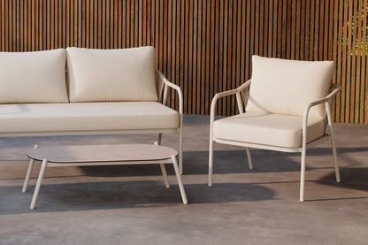 Luxusbetten24 Sorento Loungeset 4‑teilig Garten Outdoor Aluminiumrahmen Beige
