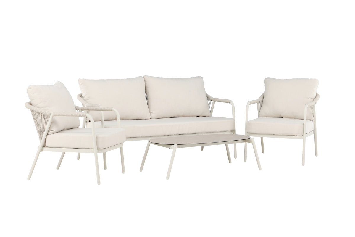Luxusbetten24 Sorento Loungeset 4‑teilig Garten Outdoor Aluminiumrahmen Beige