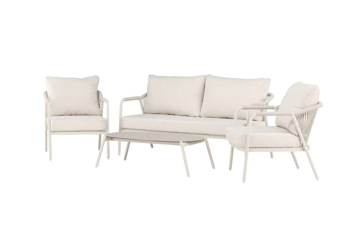 Luxusbetten24 Sorento Loungeset 4‑teilig Garten Outdoor Aluminiumrahmen Beige