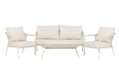 Luxusbetten24 Sorento Loungeset 4‑teilig Garten Outdoor Aluminiumrahmen Beige