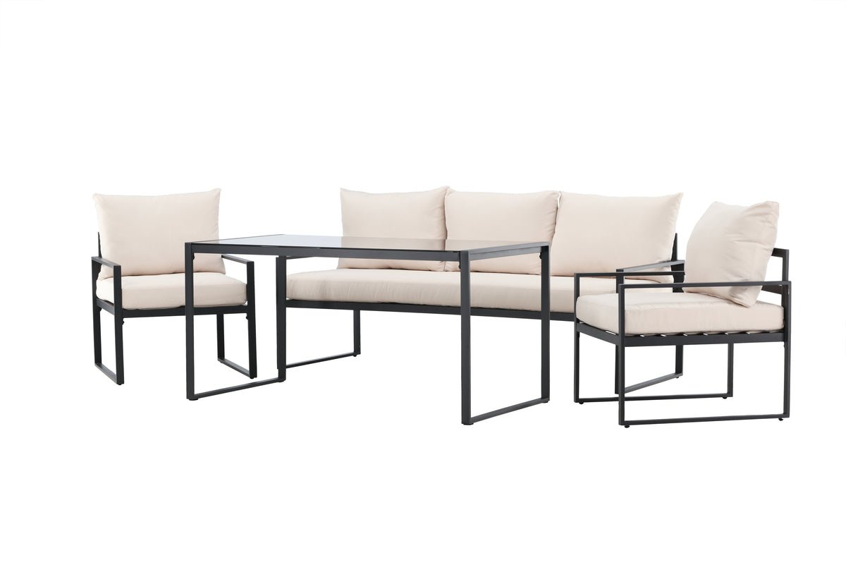 Luxusbetten24 Sovana Garten Loungeset 3‑Teilig für Außenbereich Komfort