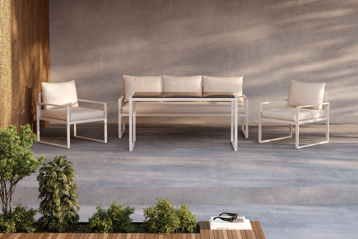Luxusbetten24 Sovana Garten Loungeset 3‑Teilig für Außenbereich Komfort