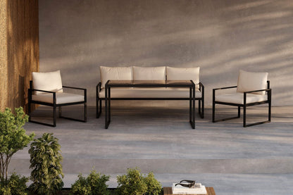Luxusbetten24 Sovana Garten Loungeset 3‑Teilig für Außenbereich Komfort