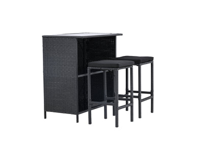 Garten Loungeset Talio 3‑teiliges Set aus Synthese‑Rattan Schwarz