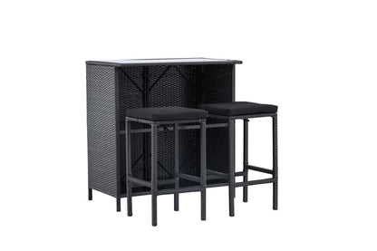 Garten Loungeset Talio 3‑teiliges Set aus Synthese‑Rattan Schwarz