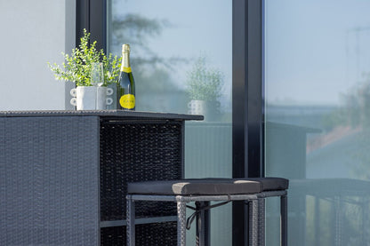 Garten Loungeset Talio 3‑teiliges Set aus Synthese‑Rattan Schwarz