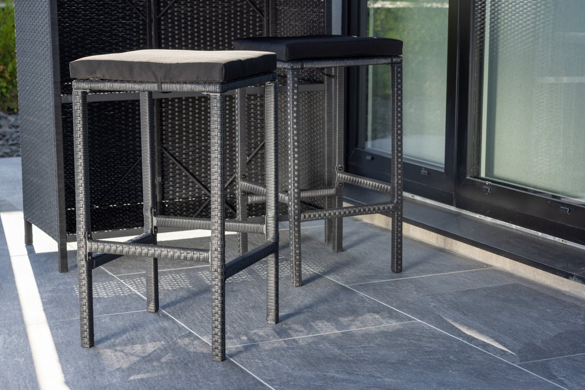 Garten Loungeset Talio 3‑teiliges Set aus Synthese‑Rattan Schwarz