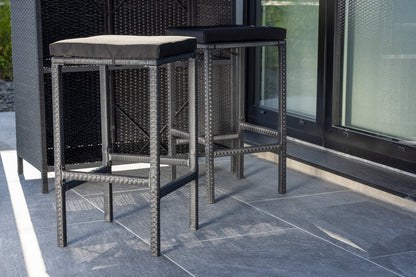 Garten Loungeset Talio 3‑teiliges Set aus Synthese‑Rattan Schwarz