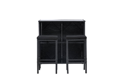 Garten Loungeset Talio 3‑teiliges Set aus Synthese‑Rattan Schwarz