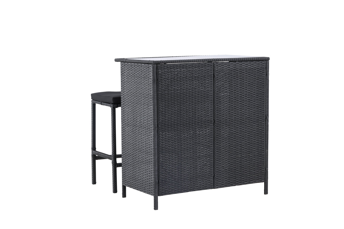 Garten Loungeset Talio 3‑teiliges Set aus Synthese‑Rattan Schwarz