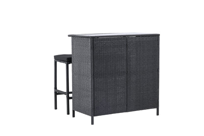 Garten Loungeset Talio 3‑teiliges Set aus Synthese‑Rattan Schwarz
