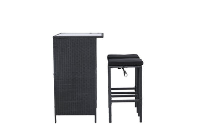 Garten Loungeset Talio 3‑teiliges Set aus Synthese‑Rattan Schwarz