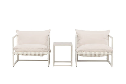 Garten Loungeset Valenza – 3‑teiliges Outdoor‑Set in Beige mit Glastisch