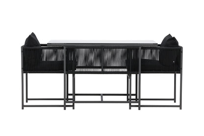 Garten Loungeset Velenzo – 3-Teiliges Set Mit 2 Stühlen In Schwarz