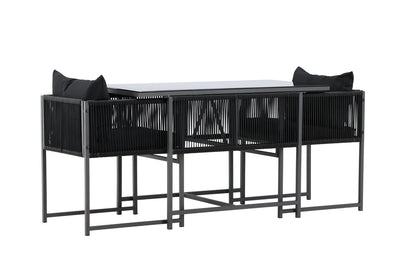 Garten Loungeset Velenzo – 3-Teiliges Set Mit 2 Stühlen In Schwarz