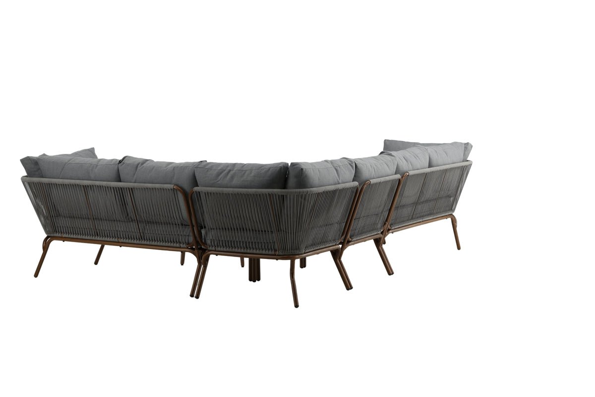 Luxusbetten24 Xenia Garten Loungeset Outdoor Komplett‑Set – Stahl, Grau/Braun