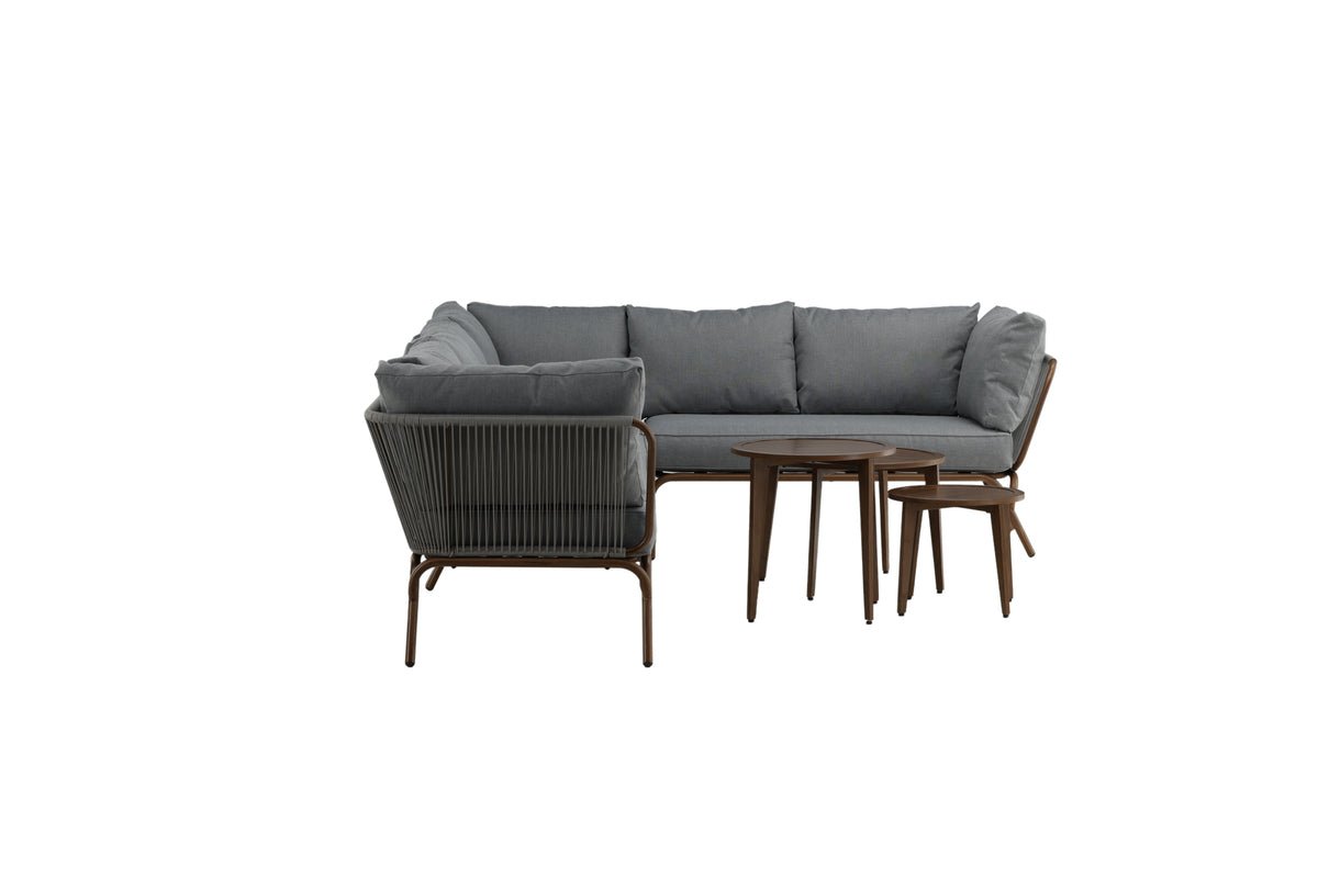 Luxusbetten24 Xenia Garten Loungeset Outdoor Komplett‑Set – Stahl, Grau/Braun