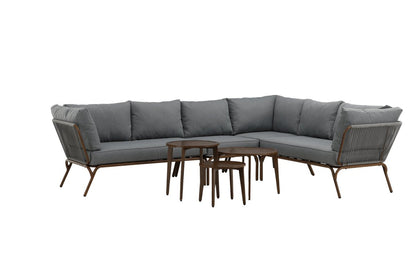 Luxusbetten24 Xenia Garten Loungeset Outdoor Komplett‑Set – Stahl, Grau/Braun