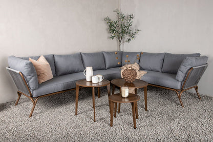 Luxusbetten24 Xenia Garten Loungeset Outdoor Komplett‑Set – Stahl, Grau/Braun