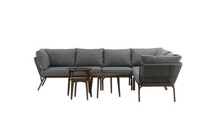 Luxusbetten24 Xenia Garten Loungeset Outdoor Komplett‑Set – Stahl, Grau/Braun
