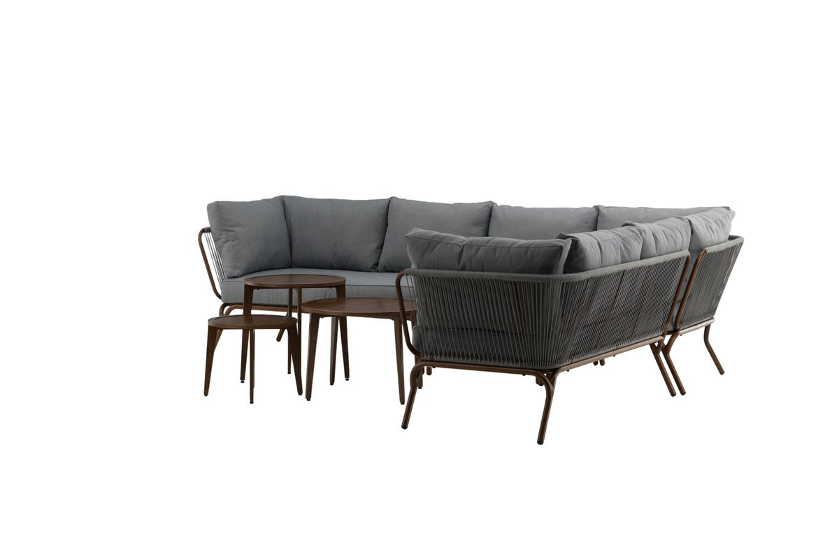 Luxusbetten24 Xenia Garten Loungeset Outdoor Komplett‑Set – Stahl, Grau/Braun