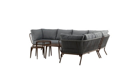 Luxusbetten24 Xenia Garten Loungeset Outdoor Komplett‑Set – Stahl, Grau/Braun