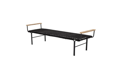 Luxusbetten24 Creta Gartenbank Handgeflochtene Sitzfläche Schwarz