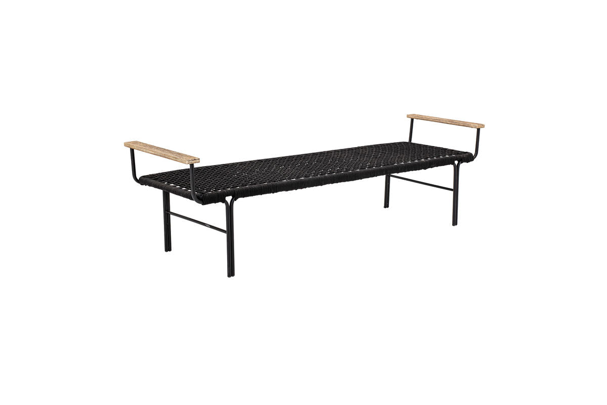 Luxusbetten24 Creta Gartenbank Handgeflochtene Sitzfläche Schwarz