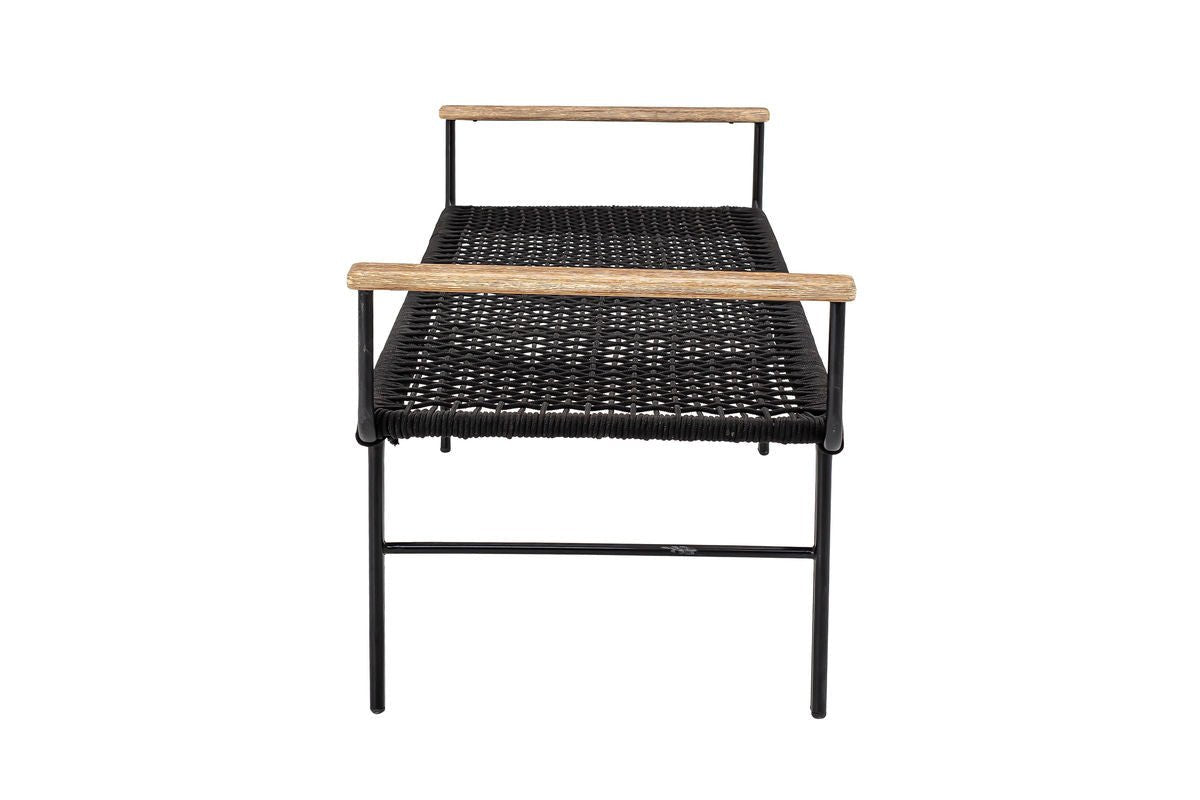 Luxusbetten24 Creta Gartenbank Handgeflochtene Sitzfläche Schwarz