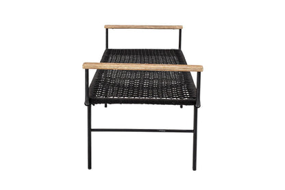 Luxusbetten24 Creta Gartenbank Handgeflochtene Sitzfläche Schwarz