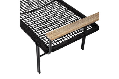Luxusbetten24 Creta Gartenbank Handgeflochtene Sitzfläche Schwarz