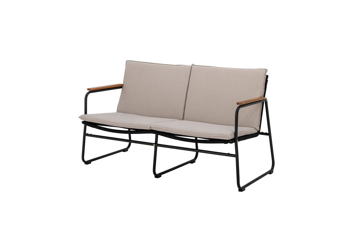 Luxusbetten24 Garten-Sofa Avi – Schwarzes Akazienholz Geflochtene Optik Outdoor