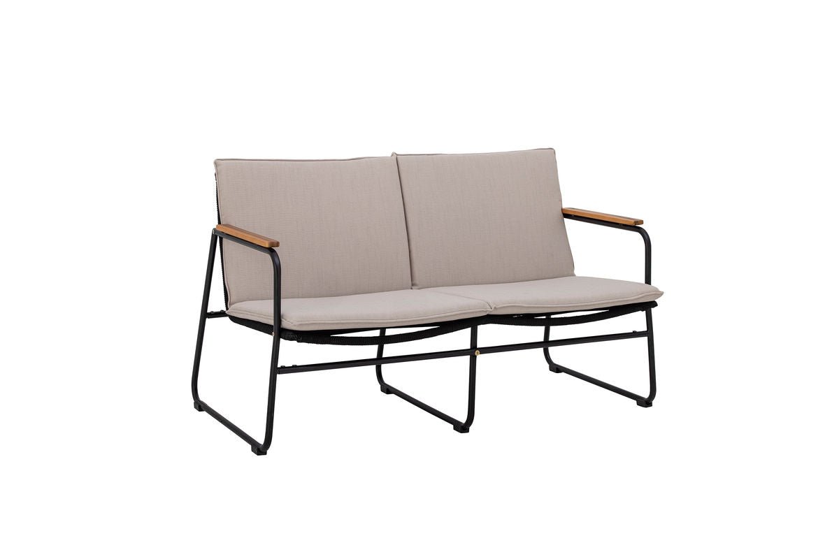 Luxusbetten24 Garten-Sofa Avi – Schwarzes Akazienholz Geflochtene Optik Outdoor