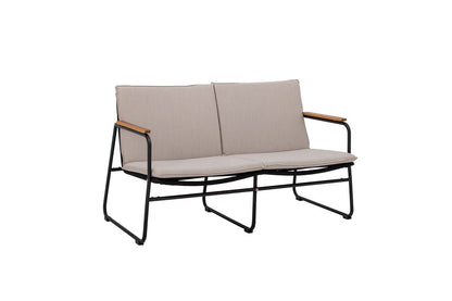 Luxusbetten24 Garten-Sofa Avi – Schwarzes Akazienholz Geflochtene Optik Outdoor