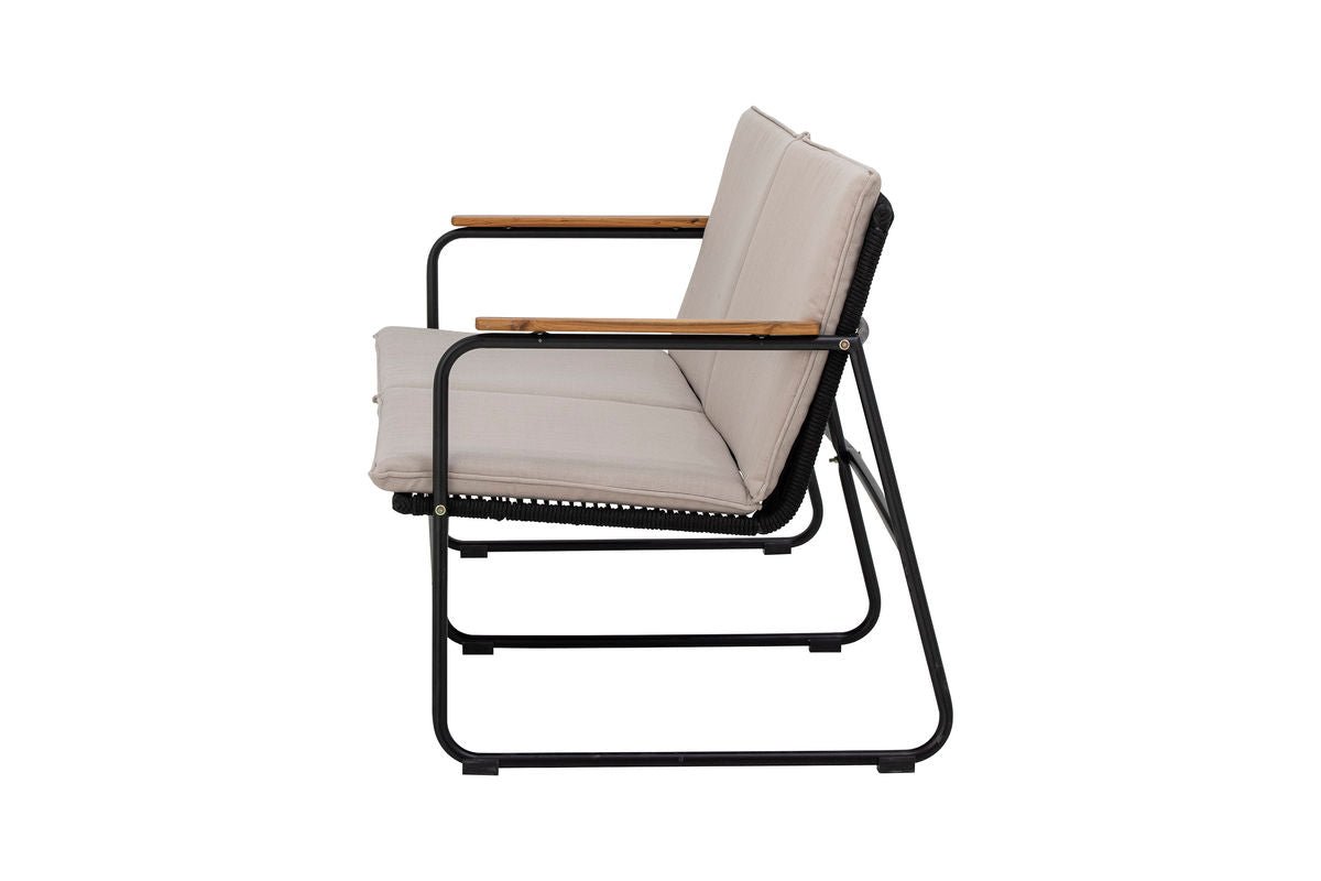 Luxusbetten24 Garten-Sofa Avi – Schwarzes Akazienholz Geflochtene Optik Outdoor