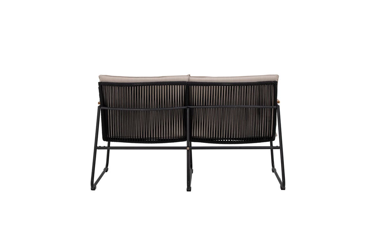 Luxusbetten24 Garten-Sofa Avi – Schwarzes Akazienholz Geflochtene Optik Outdoor