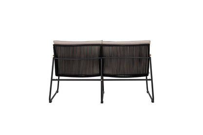 Luxusbetten24 Garten-Sofa Avi – Schwarzes Akazienholz Geflochtene Optik Outdoor