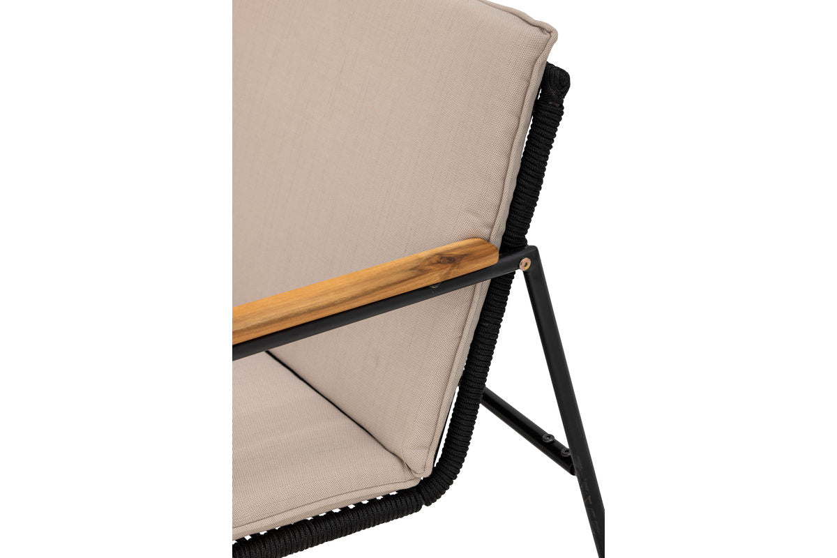 Luxusbetten24 Garten-Sofa Avi – Schwarzes Akazienholz Geflochtene Optik Outdoor
