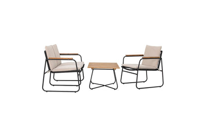 Luxusbetten24 Garten-Sofa Avi – Schwarzes Akazienholz Geflochtene Optik Outdoor