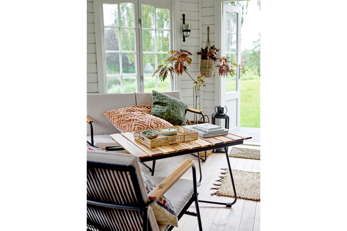 Luxusbetten24 Garten-Sofa Avi – Schwarzes Akazienholz Geflochtene Optik Outdoor