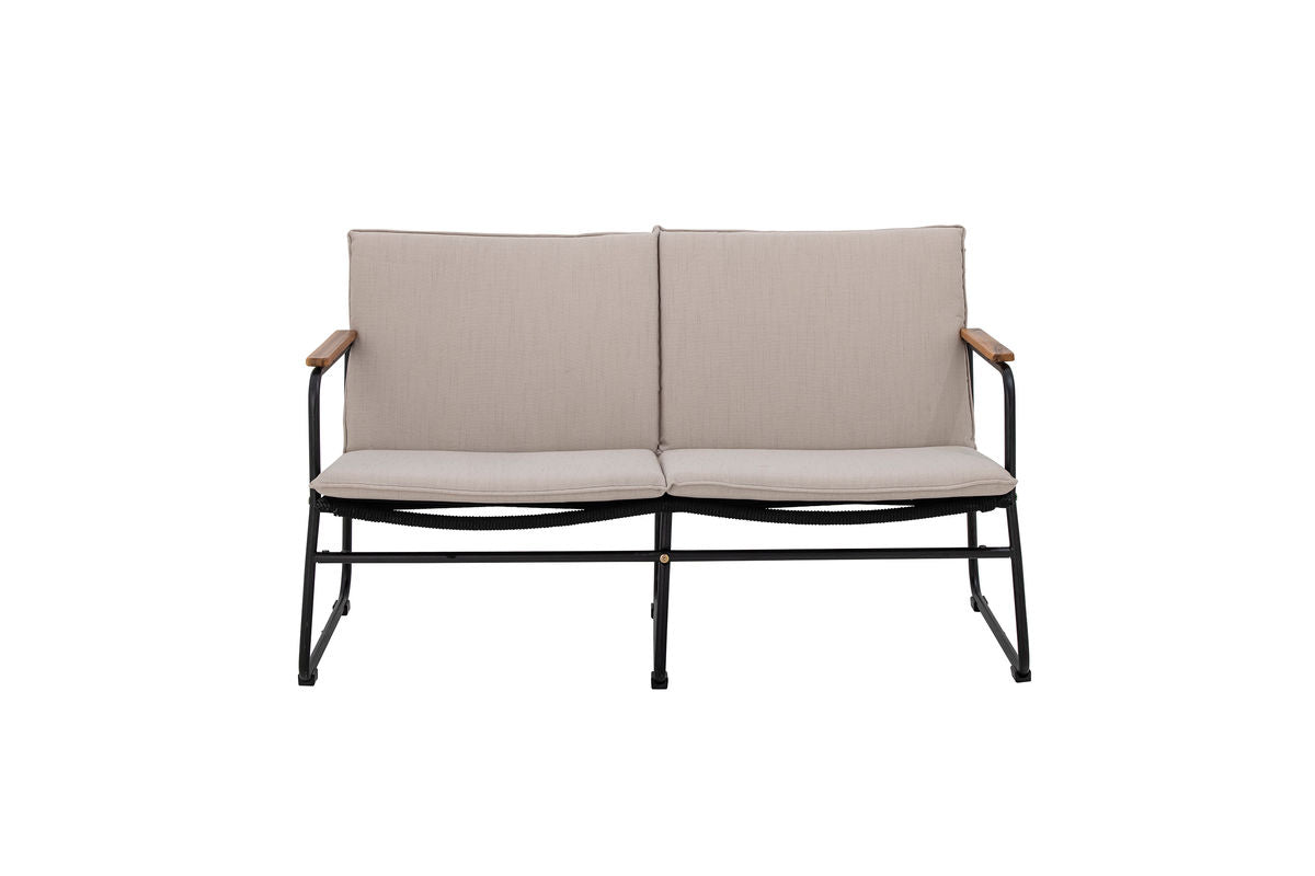 Luxusbetten24 Garten-Sofa Avi – Schwarzes Akazienholz Geflochtene Optik Outdoor