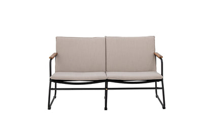 Luxusbetten24 Garten-Sofa Avi – Schwarzes Akazienholz Geflochtene Optik Outdoor
