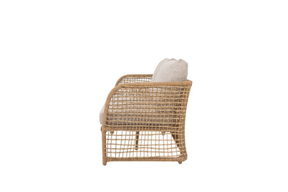 Luxusbetten24 Bata Garten-Sofa Polyrattan Naturton Komfortabel Outdoor Design