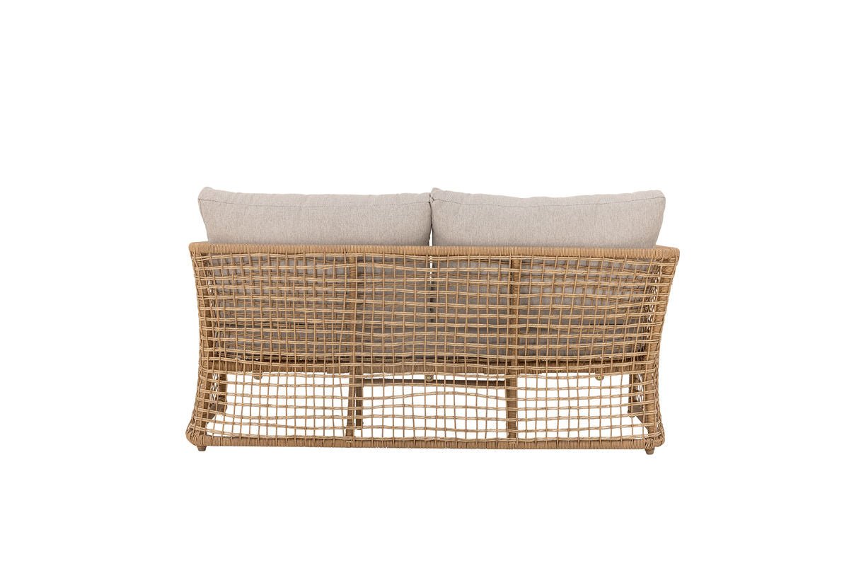 Luxusbetten24 Bata Garten-Sofa Polyrattan Naturton Komfortabel Outdoor Design