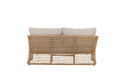 Luxusbetten24 Bata Garten-Sofa Polyrattan Naturton Komfortabel Outdoor Design